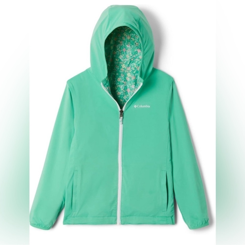 Columbia Youth Reversible Pixel Grabber Jacket Green Floral Medium 10-12 NWT‎